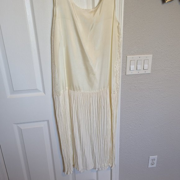 Roaring 20s Gatsby Drop Waist Dress! | L | Cream | Lace and Crystal Pleats | EVC - Picture 4 of 7